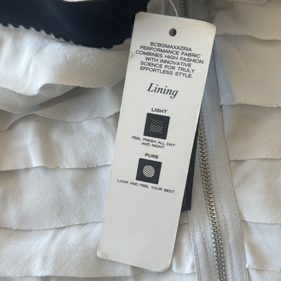 New BCBG Ruffle Pencil Skirt Ivory Cream Straighted Tiered Exposed Zipper Front - Picture 5 of 6